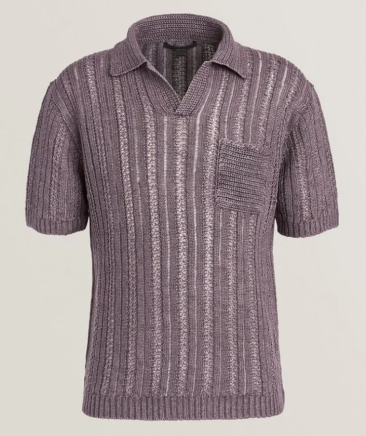 Odin Crochet Linen Polo