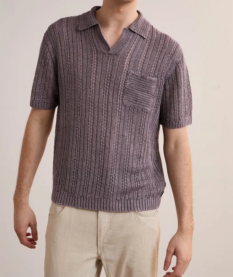 Odin Crochet Linen Polo