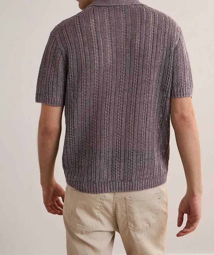 Odin Crochet Linen Polo