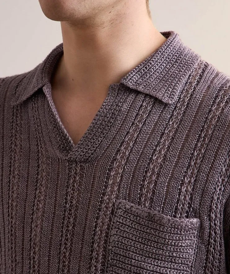 Odin Crochet Linen Polo