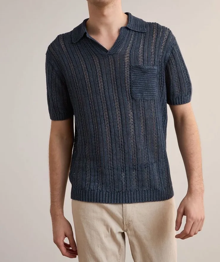 Odin Crochet Linen Polo