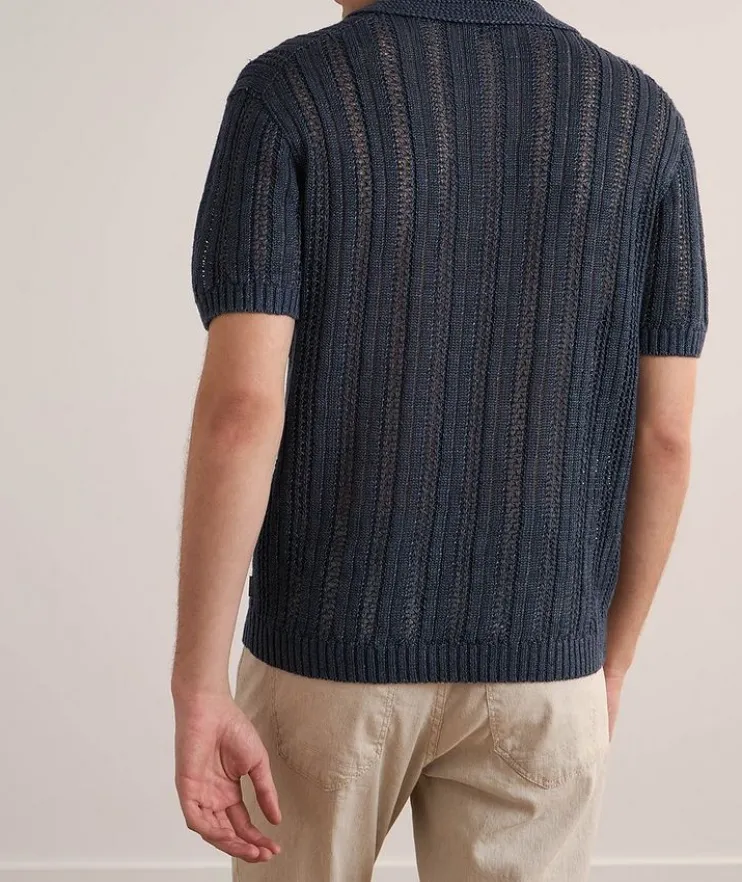 Odin Crochet Linen Polo