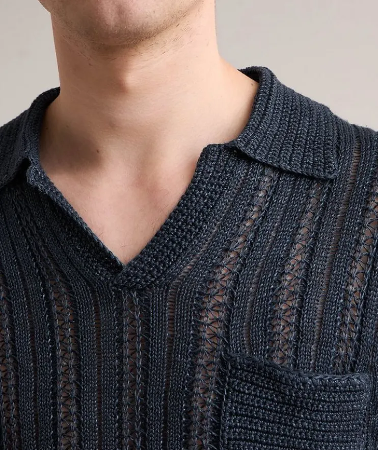 Odin Crochet Linen Polo
