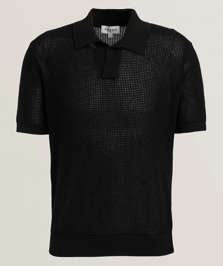 Open Weave Johnny Collar Polo