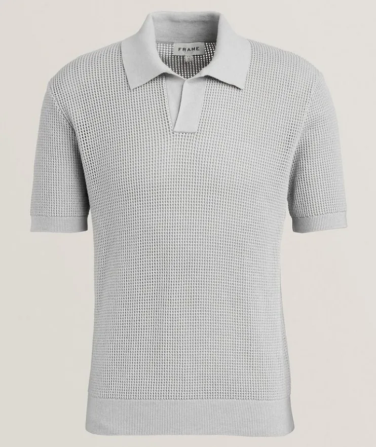 Open Weave Johnny Collar Polo