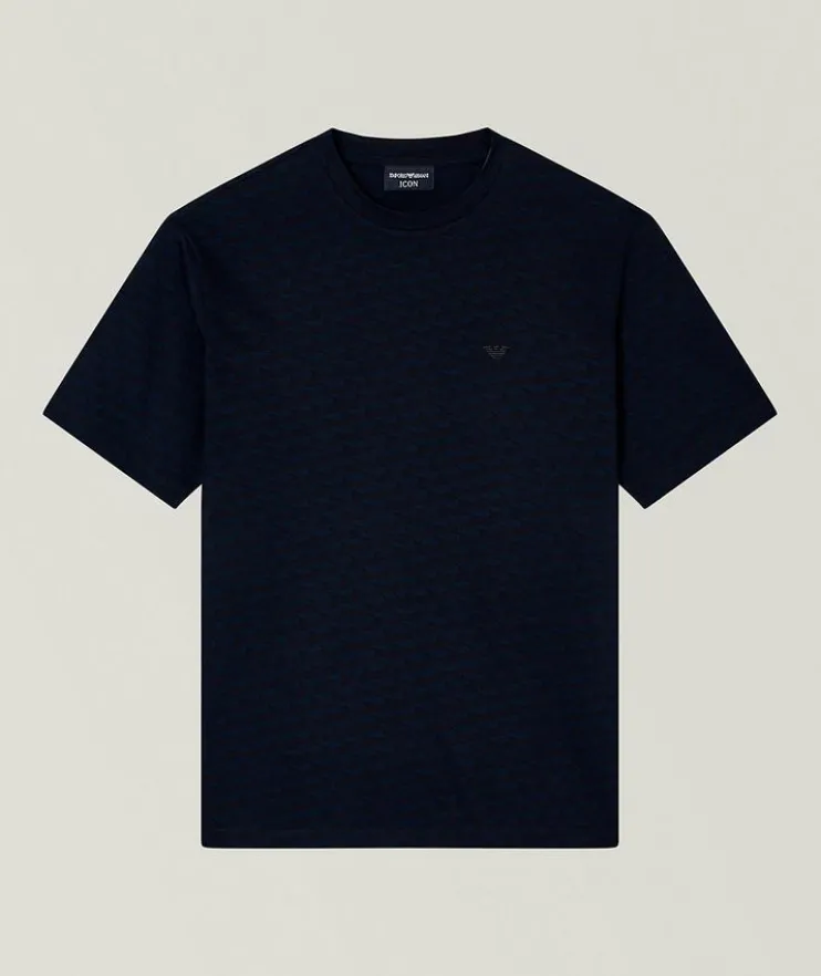 Optical Jacquard Cotton Crewneck T-Shirt
