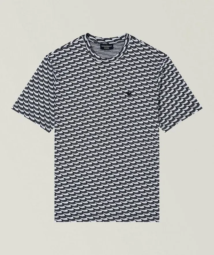 Optical Jacquard Cotton Crewneck T-Shirt