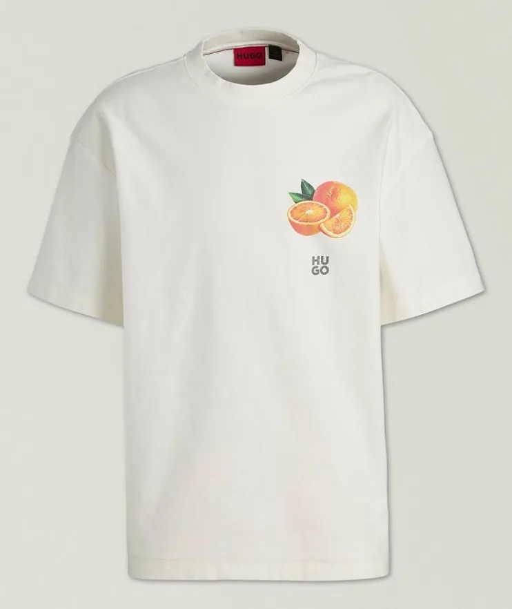 Orange-Print Cotton T-Shirt