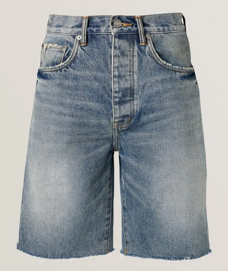 P059 Cast Iron Distressed Denim Shorts