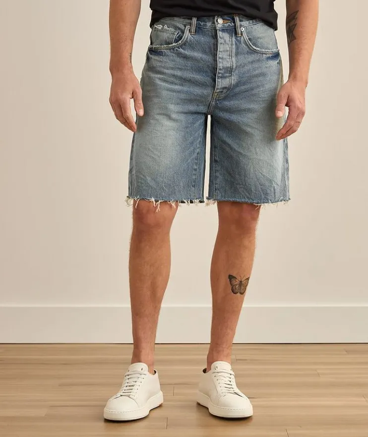 P059 Cast Iron Distressed Denim Shorts