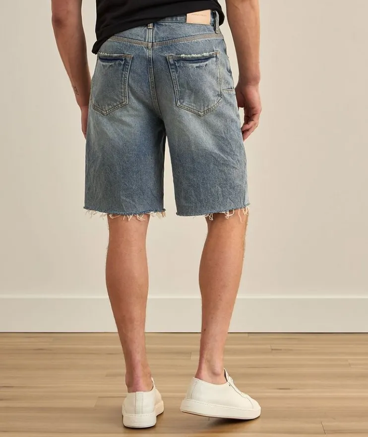P059 Cast Iron Distressed Denim Shorts
