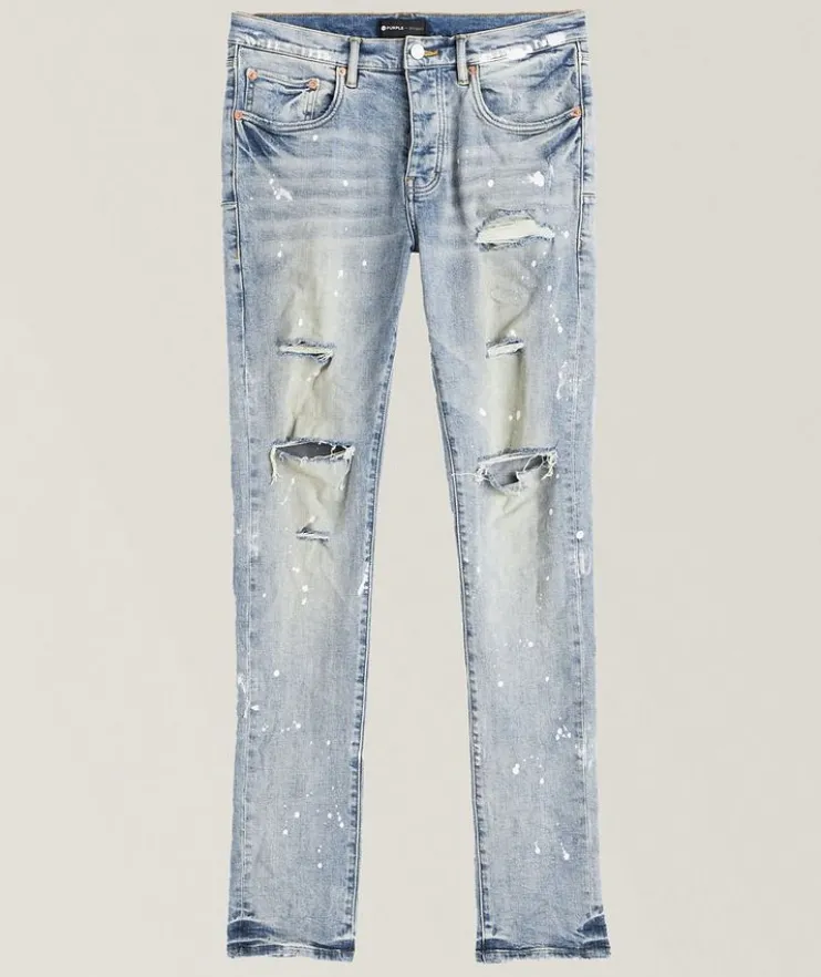 P001 Distressed Paint Splattered Jeans