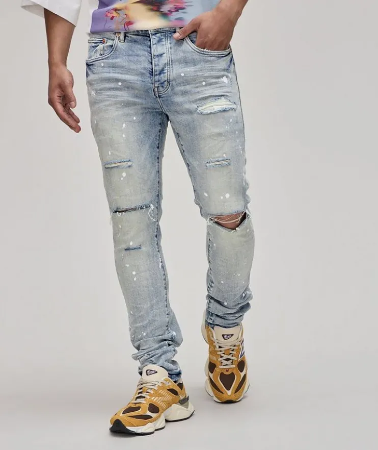 P001 Distressed Paint Splattered Jeans
