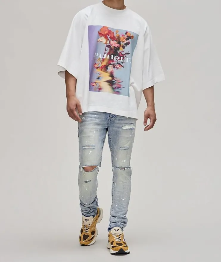 P001 Distressed Paint Splattered Jeans