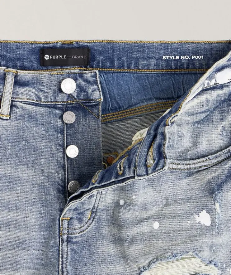 P001 Distressed Paint Splattered Jeans