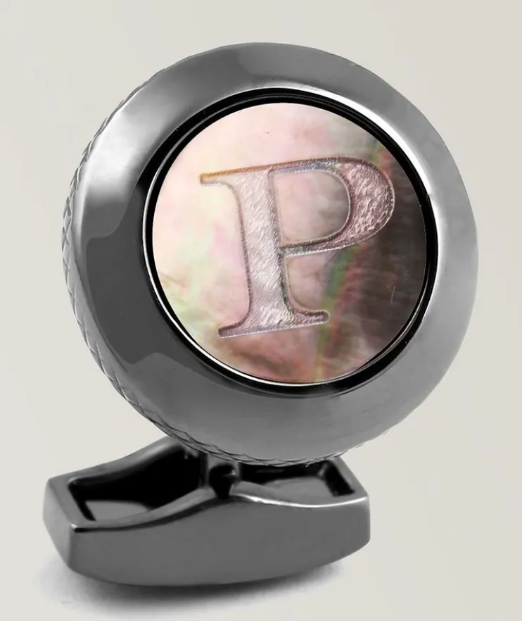 P' Engraved Personal Single Letter Cufflink