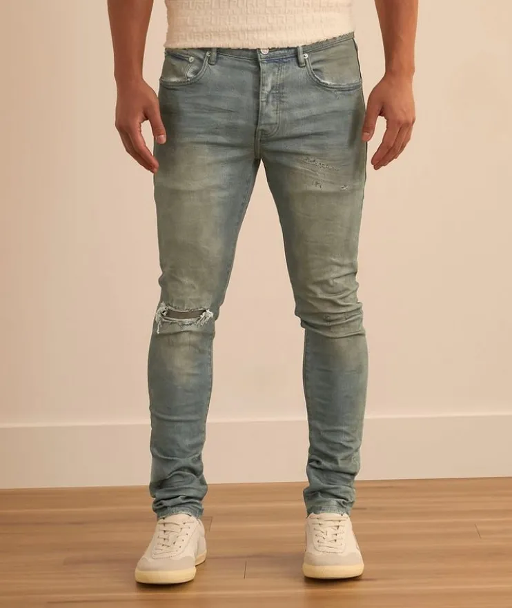 P001 Light Dirty Wax Skinny Jeans