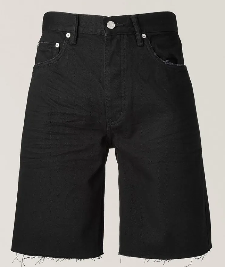 P059 Midnight Frayed Denim Shorts