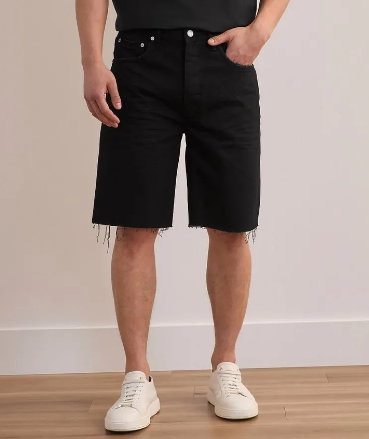 P059 Midnight Frayed Denim Shorts