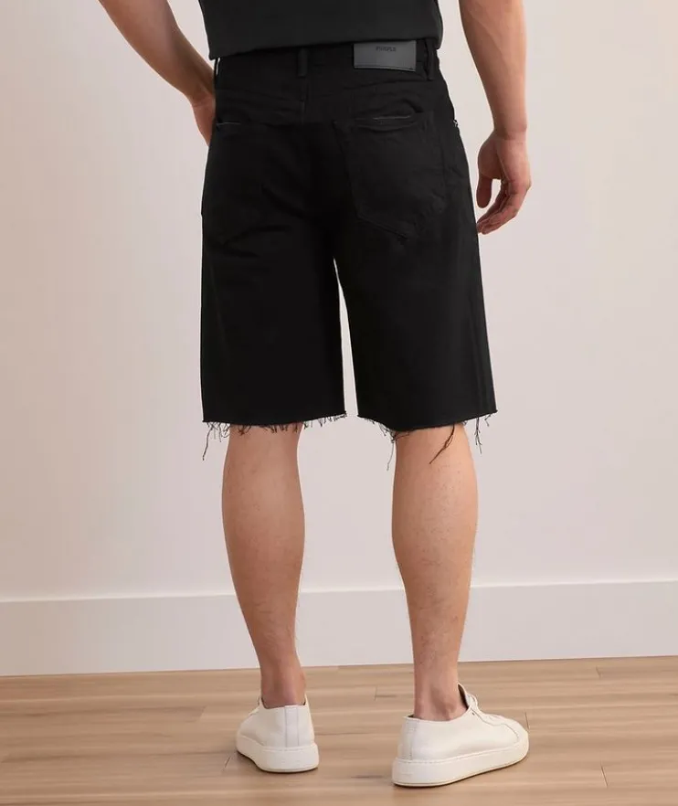 P059 Midnight Frayed Denim Shorts