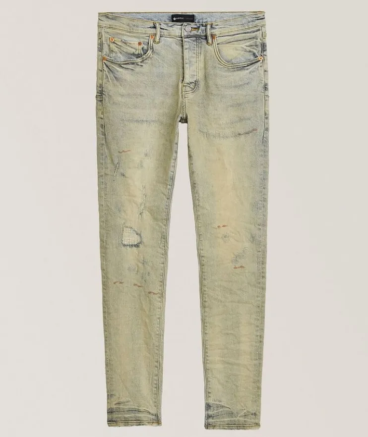 P001 Oil Wash Patched Jeans