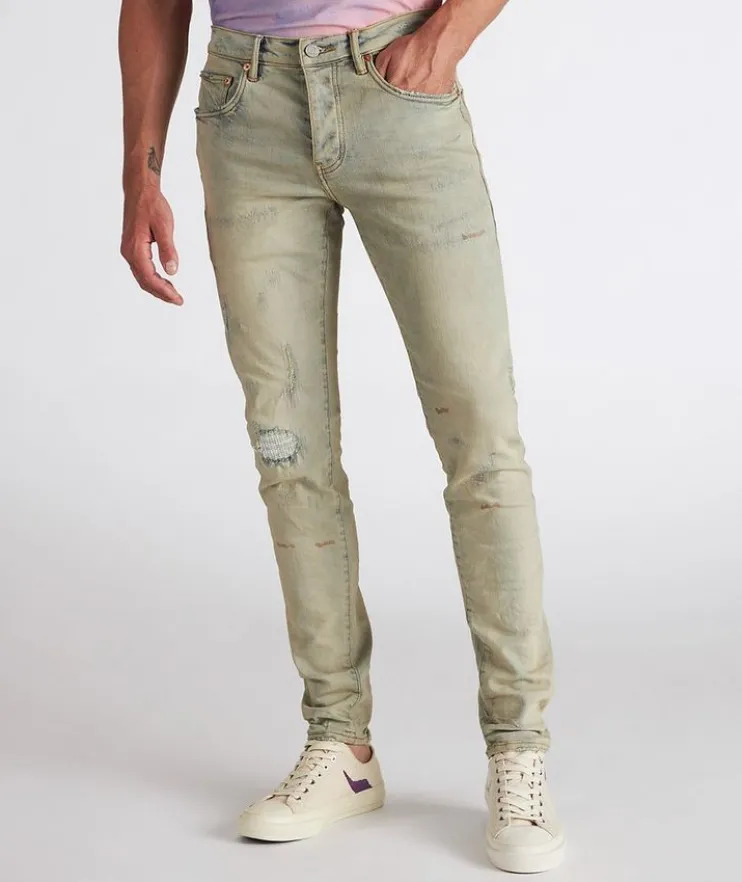 P001 Oil Wash Patched Jeans