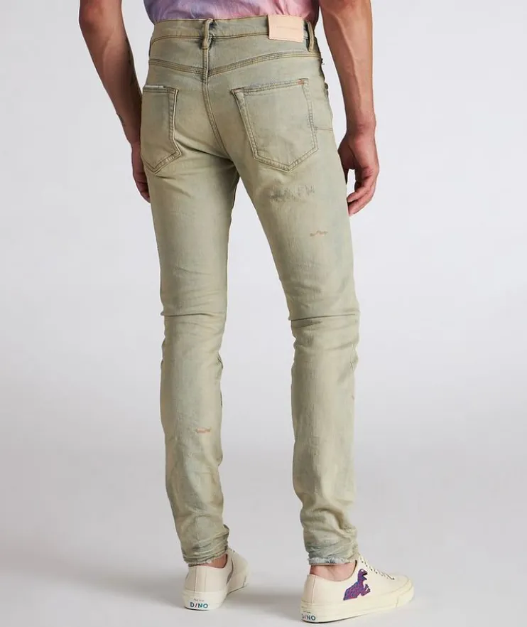 P001 Oil Wash Patched Jeans