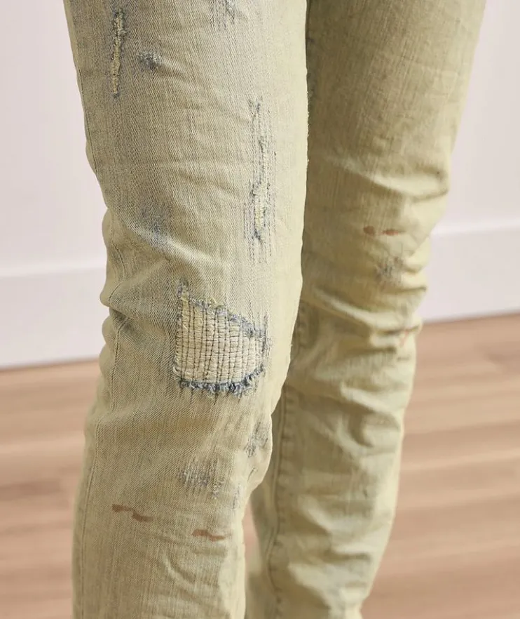 P001 Oil Wash Patched Jeans