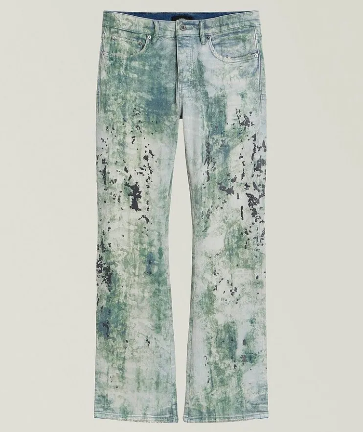 P004 Paint Camo Flare Jeans