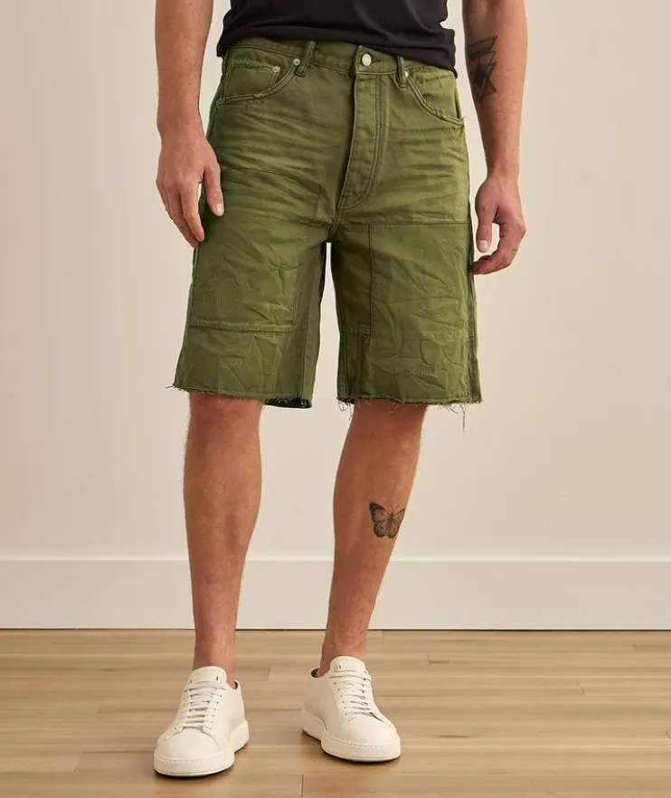 P059 Patchwork Overdye Denim Shorts