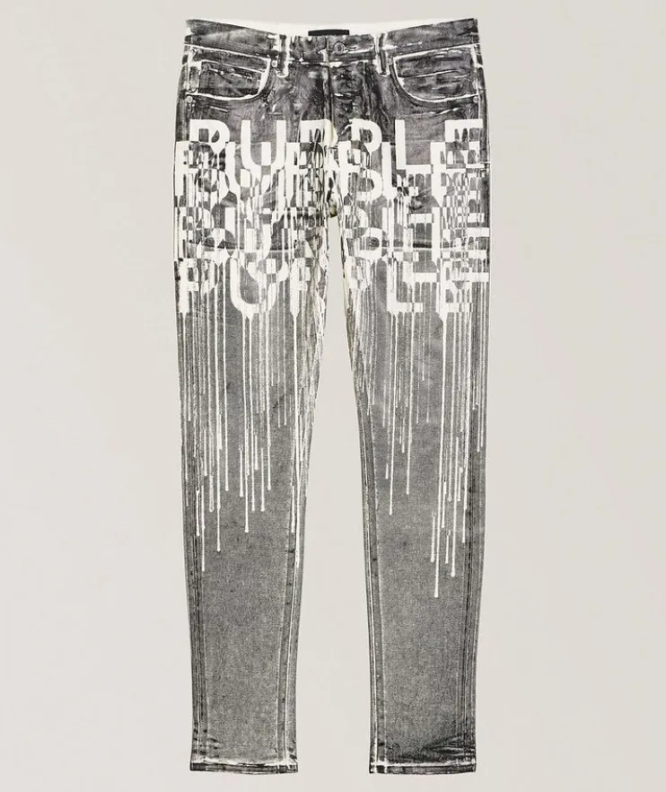 P001 Reverse Foil Drip Skinny Jeans