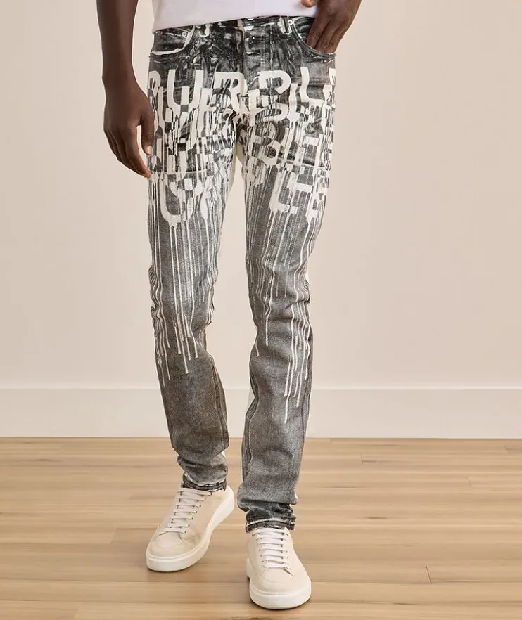 P001 Reverse Foil Drip Skinny Jeans