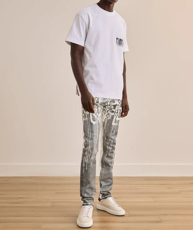 P001 Reverse Foil Drip Skinny Jeans