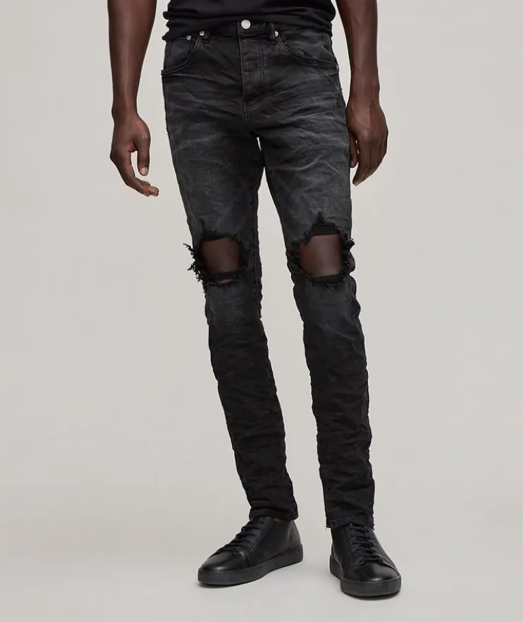 P005 Slim-Fit Cotton-Blend Raw Denim Jeans