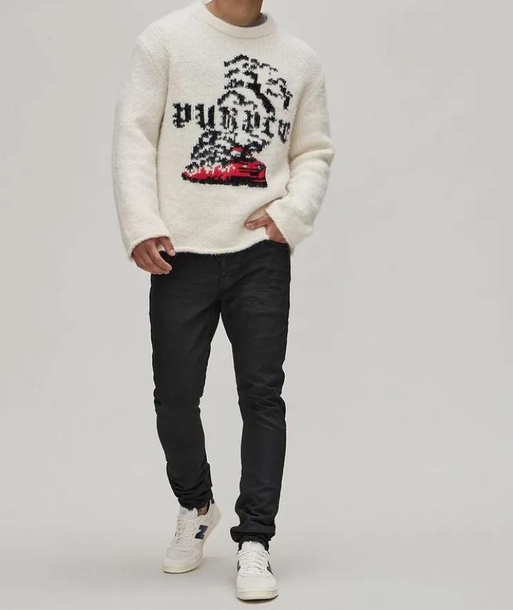 P001 Stretch-Cotton Oil 3D Resin Jeans