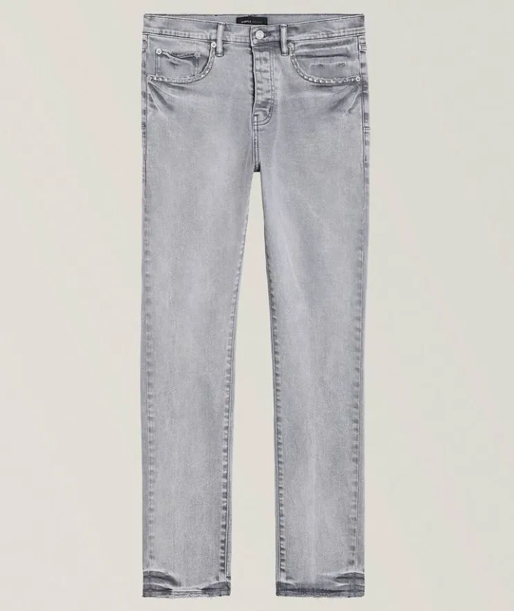 P005 Studded Overdye Slim-Straight Jeans