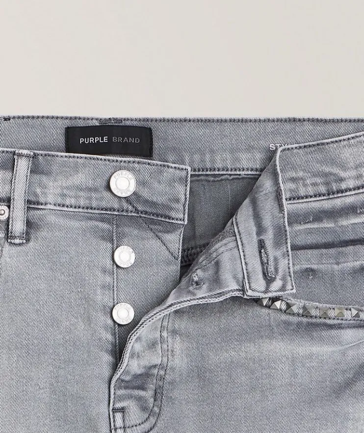 P005 Studded Overdye Slim-Straight Jeans