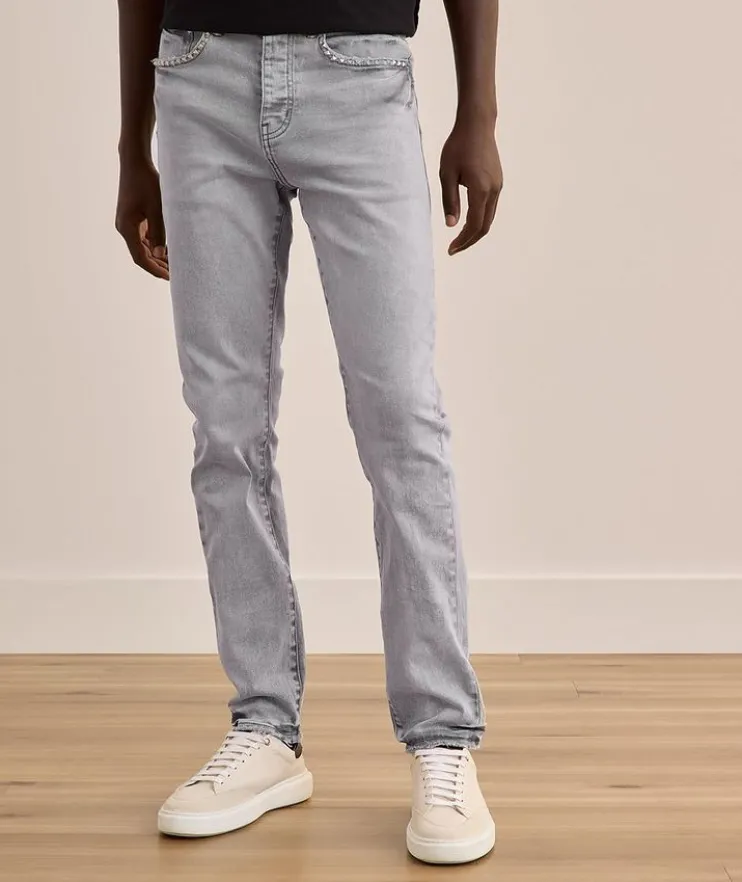 P005 Studded Overdye Slim-Straight Jeans