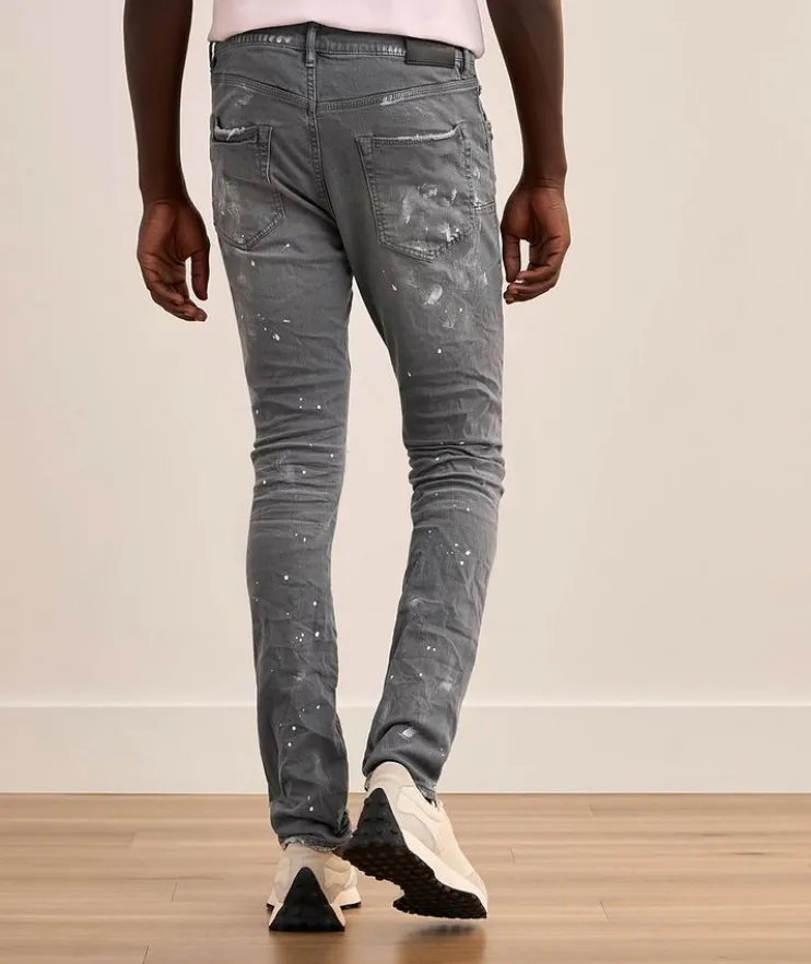 P001 Worn Knee Slit Skinny Jeans