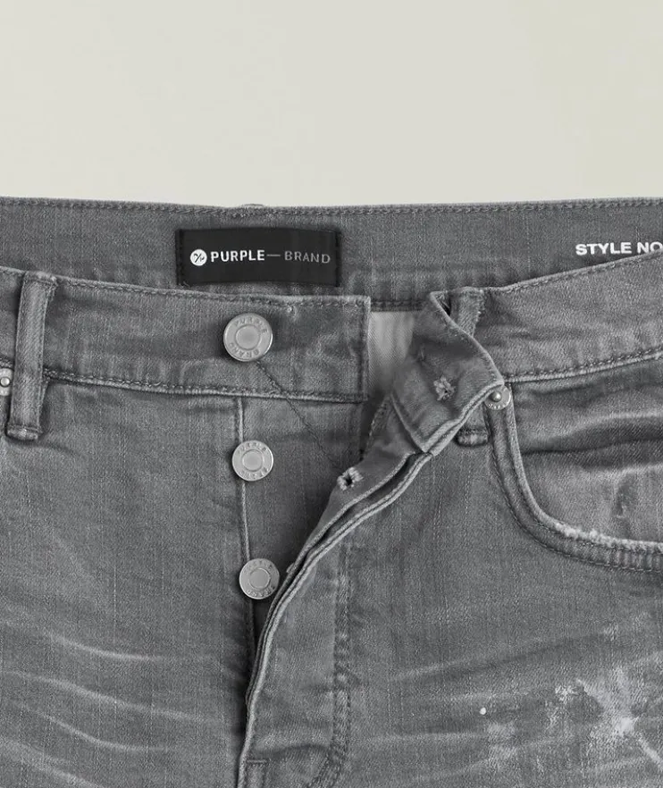 P001 Worn Knee Slit Skinny Jeans