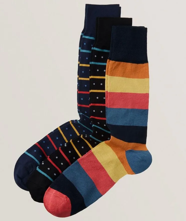 3-Pack Multi Artist Stripes & Dots Socks