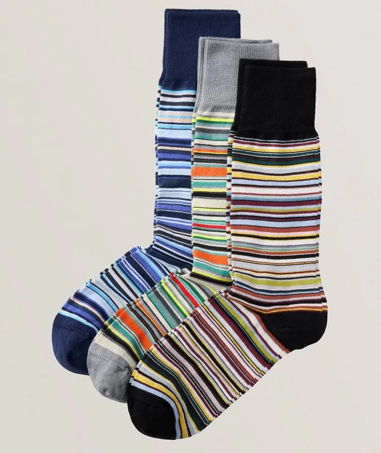 3-Pack Multi Signature Stripe Socks
