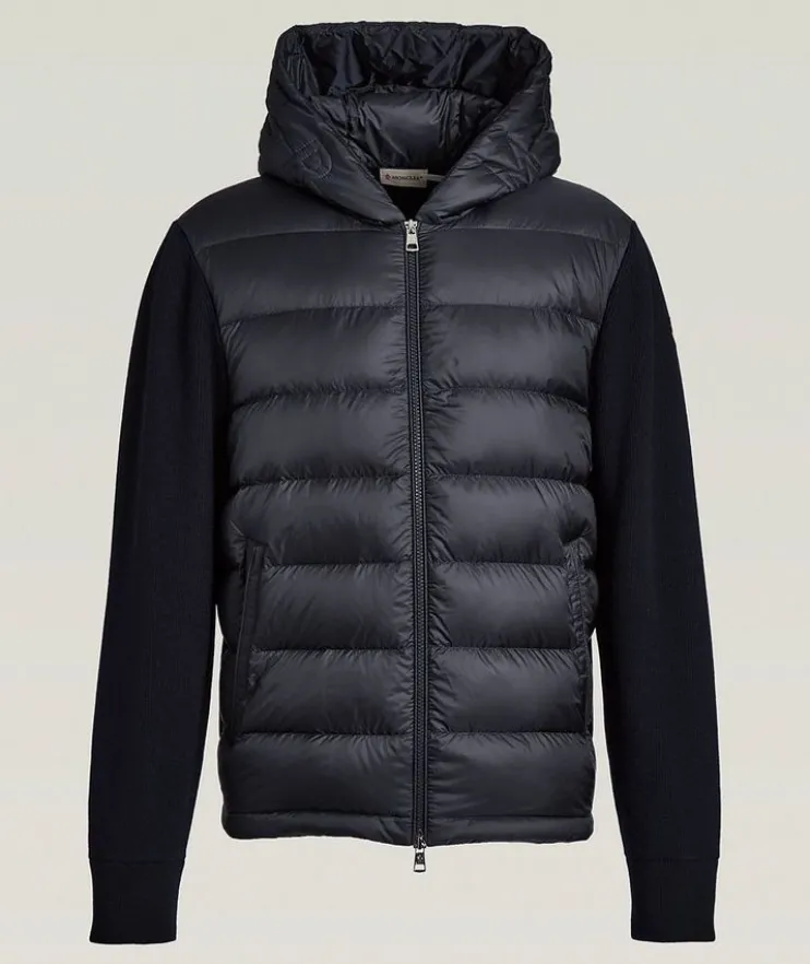 Padded Down Wool Hooded Sweater