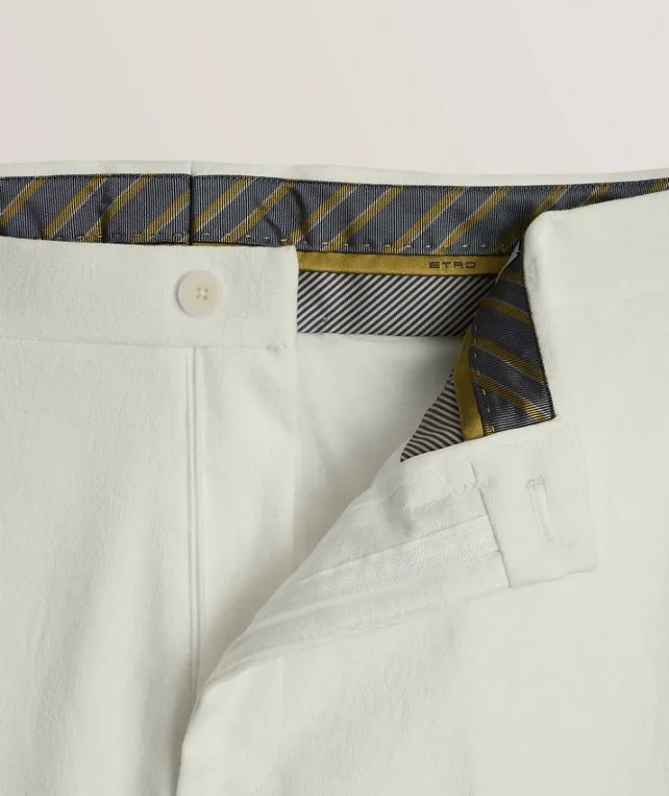 Paisley Jacquard Stretch-Cotton Pants