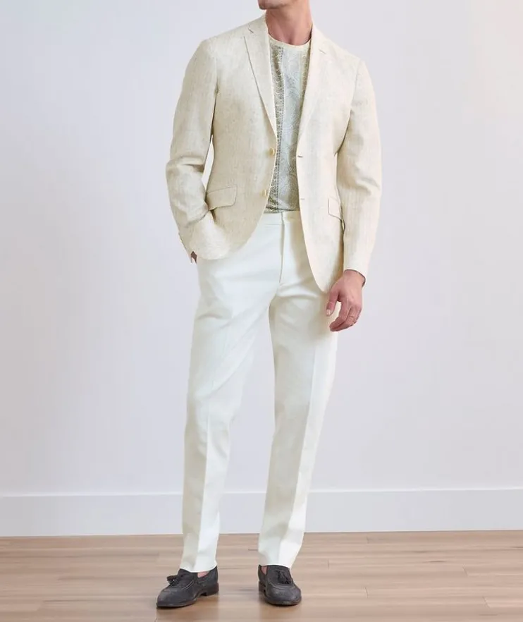 Paisley Jacquard Stretch-Cotton Pants