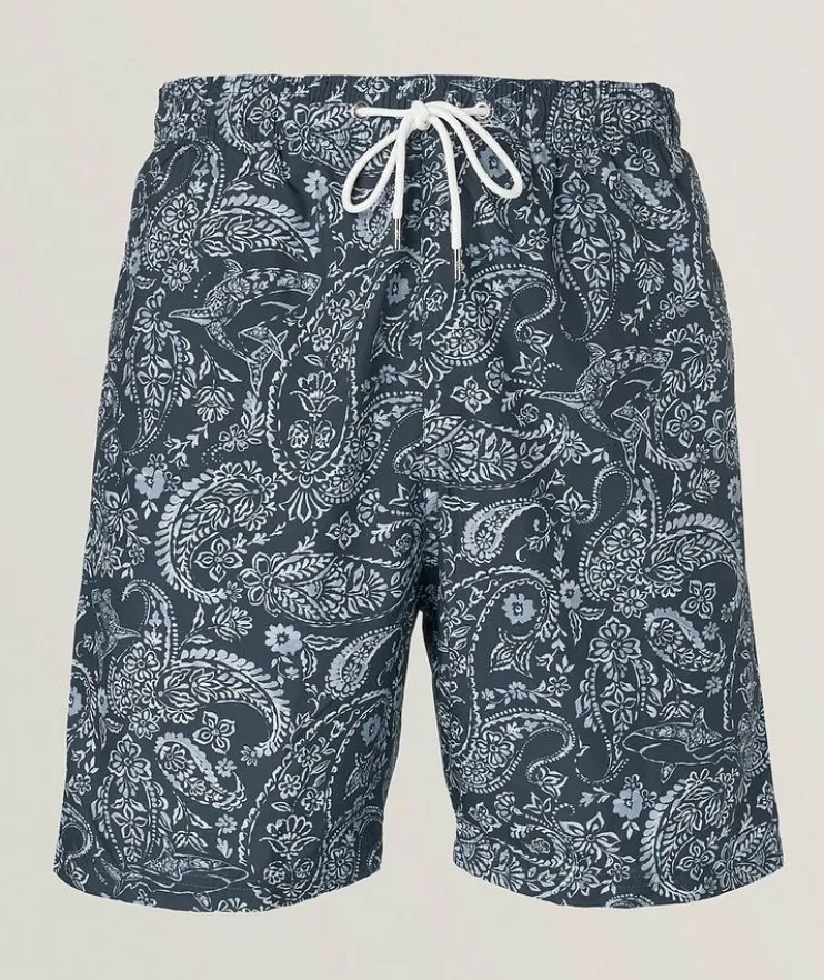 Paisley Swim Shorts & Zip Pouch Set