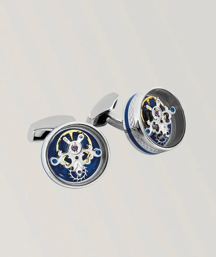 Palladium-Plated Diamond Giza Tourbillon Cufflinks