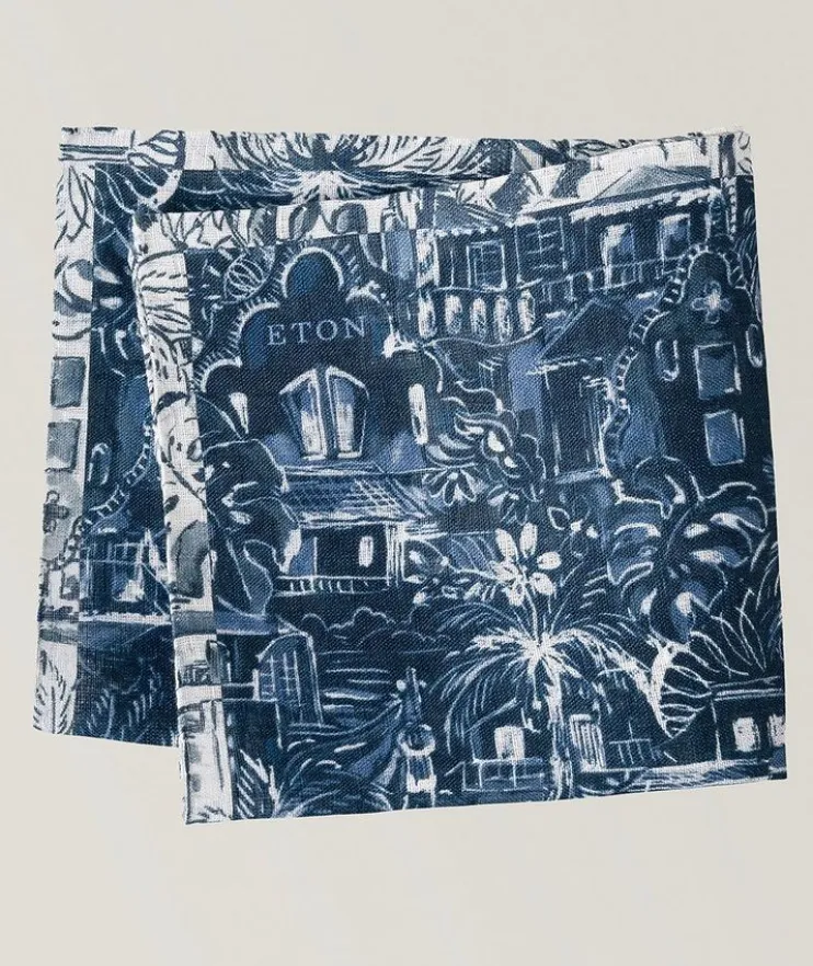 Palm Tree Linen Pocket Square
