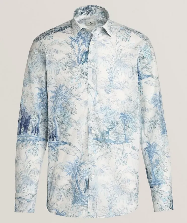 Palm Tree Print Cotton Shirt