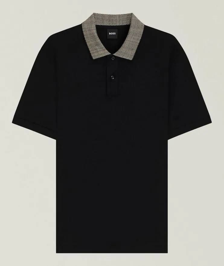 Parlay Patterned-Collar Pima Cotton Polo